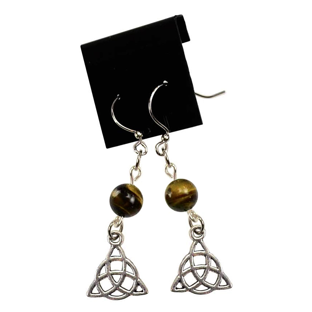 Tiger's Eye Triquetra Earrings | Earring | Wiccan Center