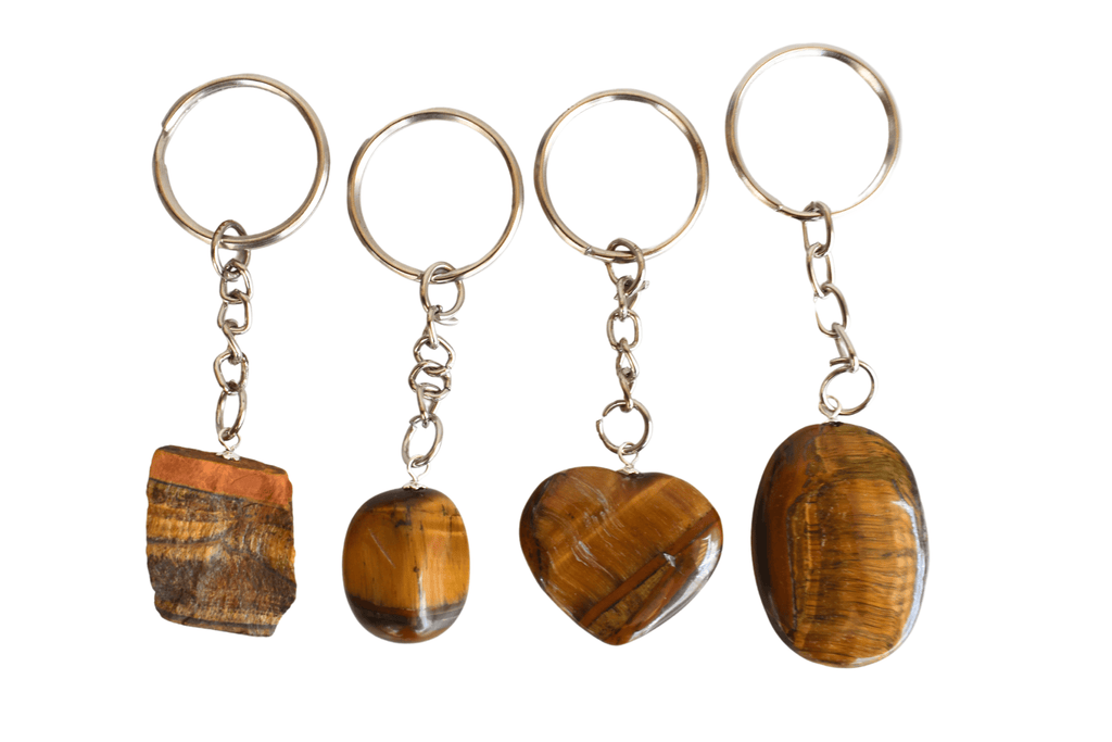 Tiger Eye Key Chain, Gemstone Keychain Crystal Key Ring (Creativity and Intuition).