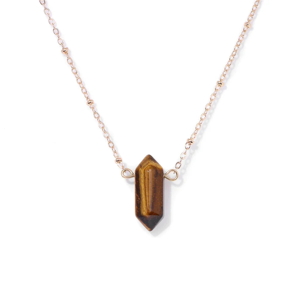 Crystal Hexagon Gold Necklaces | necklace | Wiccan Center