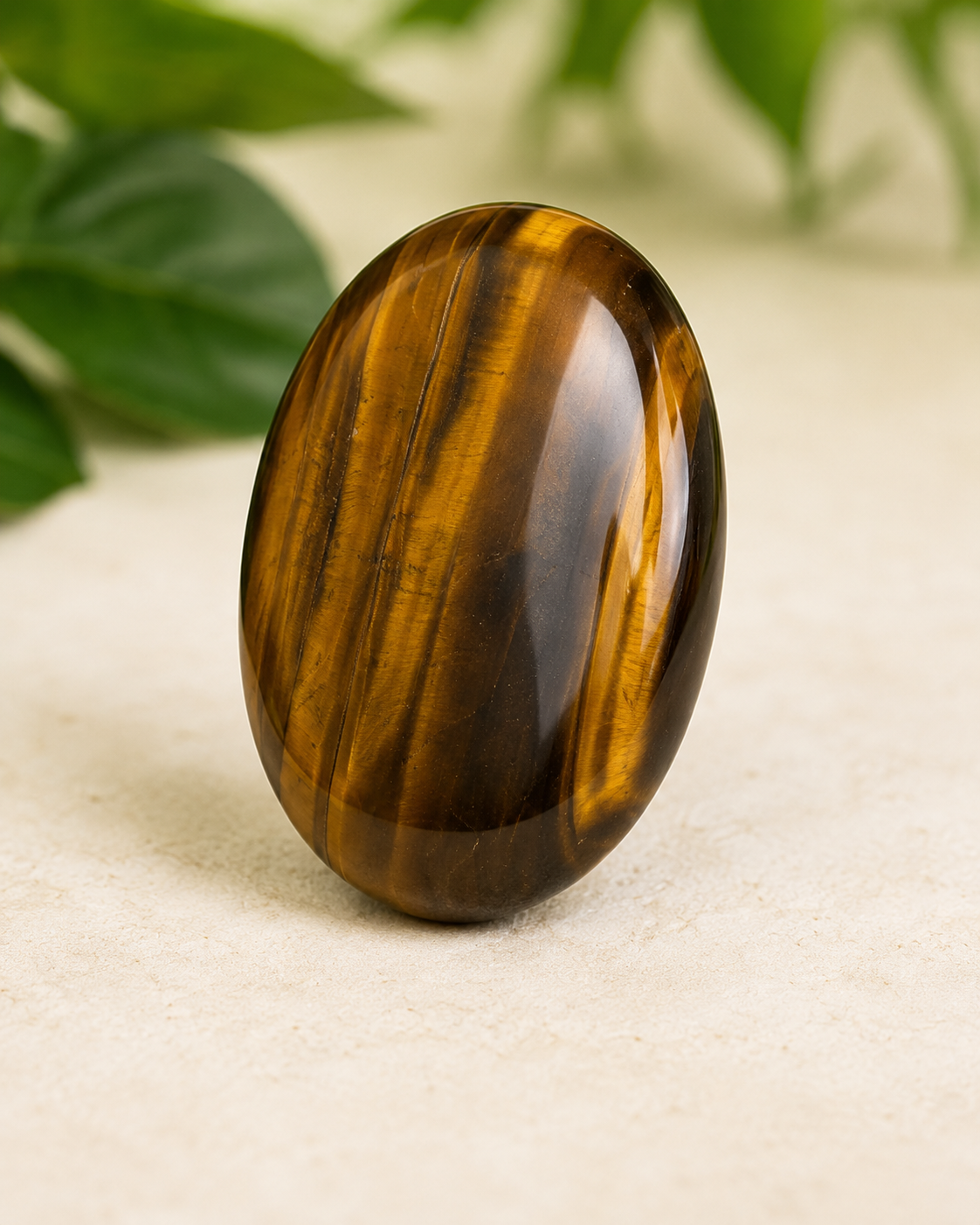 Tiger Eye Flat Stone, Polished Oval Flat Palm Stones.