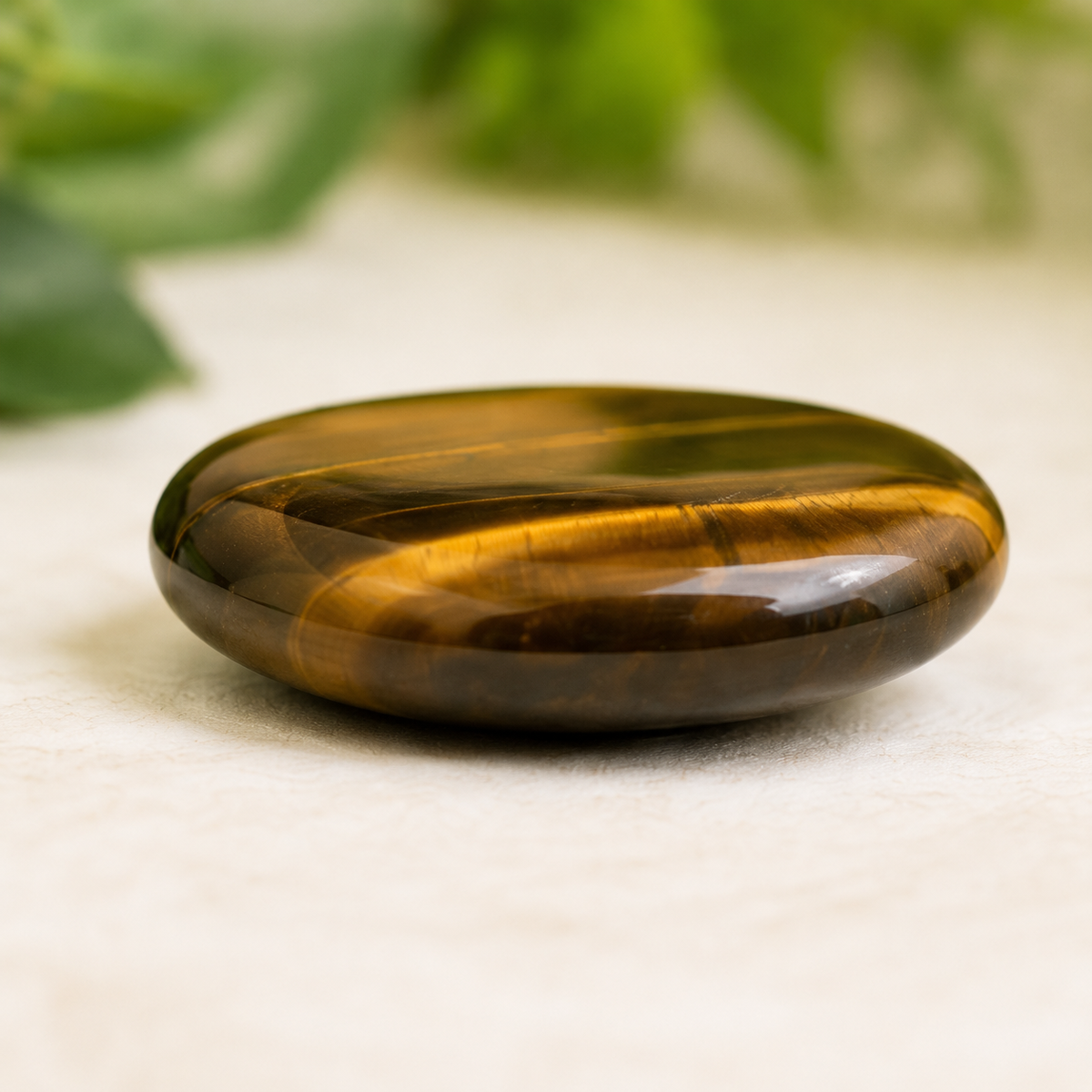 Tiger Eye Flat Stone, Polished Oval Flat Palm Stones.