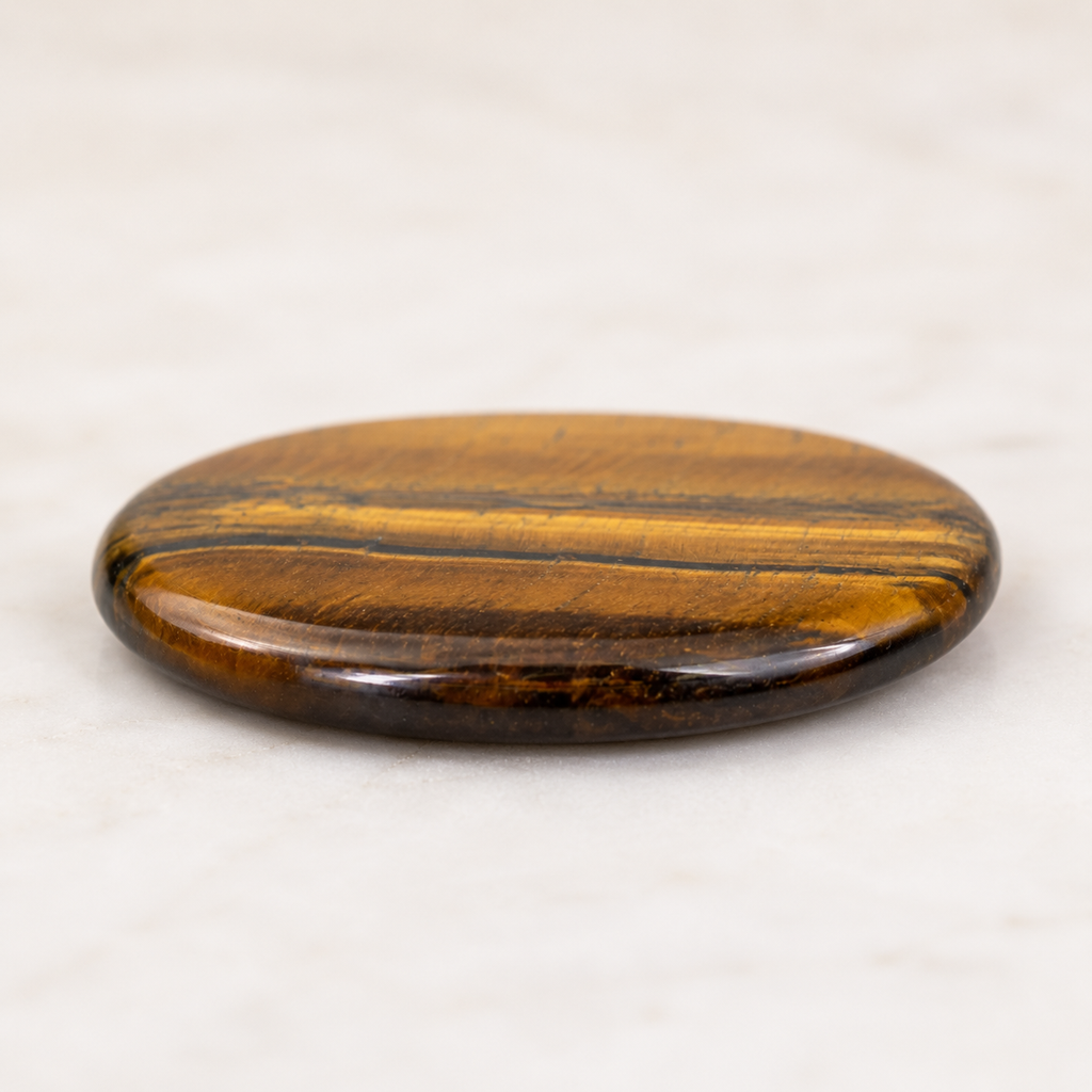 Tiger Eye Flat Stone, Polished Oval Flat Palm Stones.