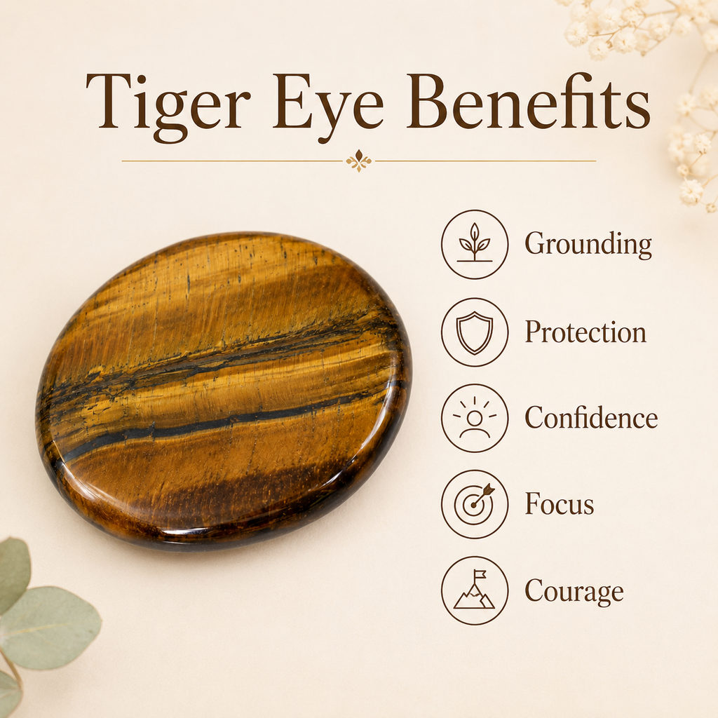 Tiger Eye Flat Stone, Polished Oval Flat Palm Stones.