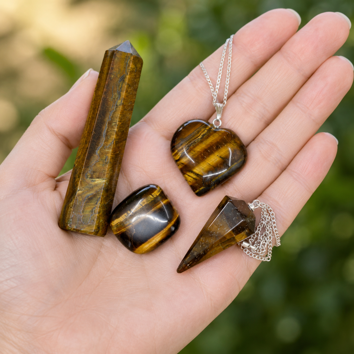 Tiger Eye Crystal Gift Set For Emotional Support and Protection, Real Polished Gemstones.
