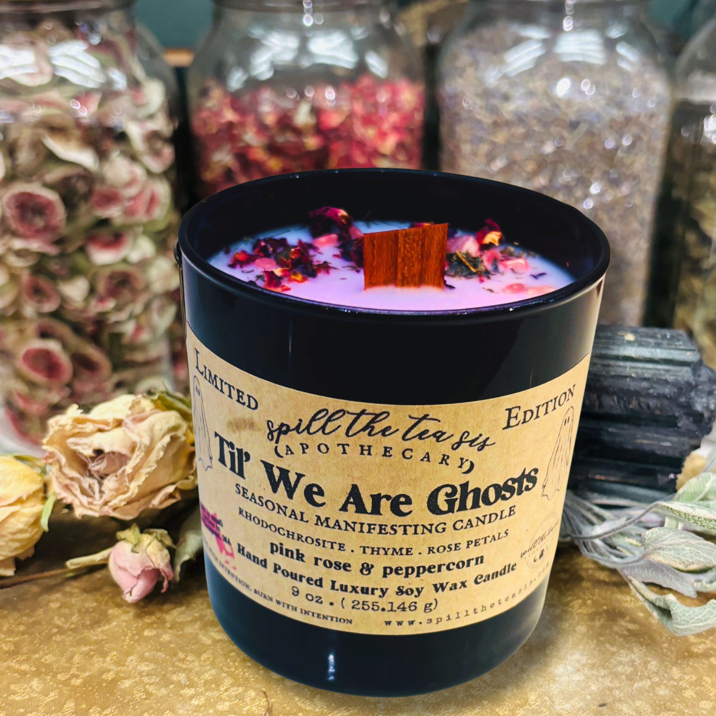 'Til We Are Ghosts Intention Candle | Rose, Pink Peppercorn & Amber Soy Candle