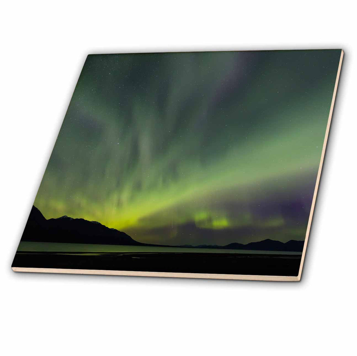 3dRose Danita Delimont - Northern Lights - Canada, Yukon, Kluane Lake. Aurora Borealis and Lake. - Tiles | Tile | Wiccan Center