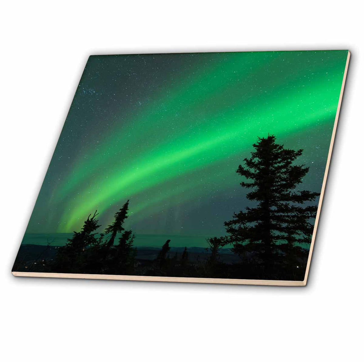 3dRose Danita Delimont - Northern Lights - US, AK, Fairbanks. Dramatic Curtain Display of Aurora Borealis. - Tiles