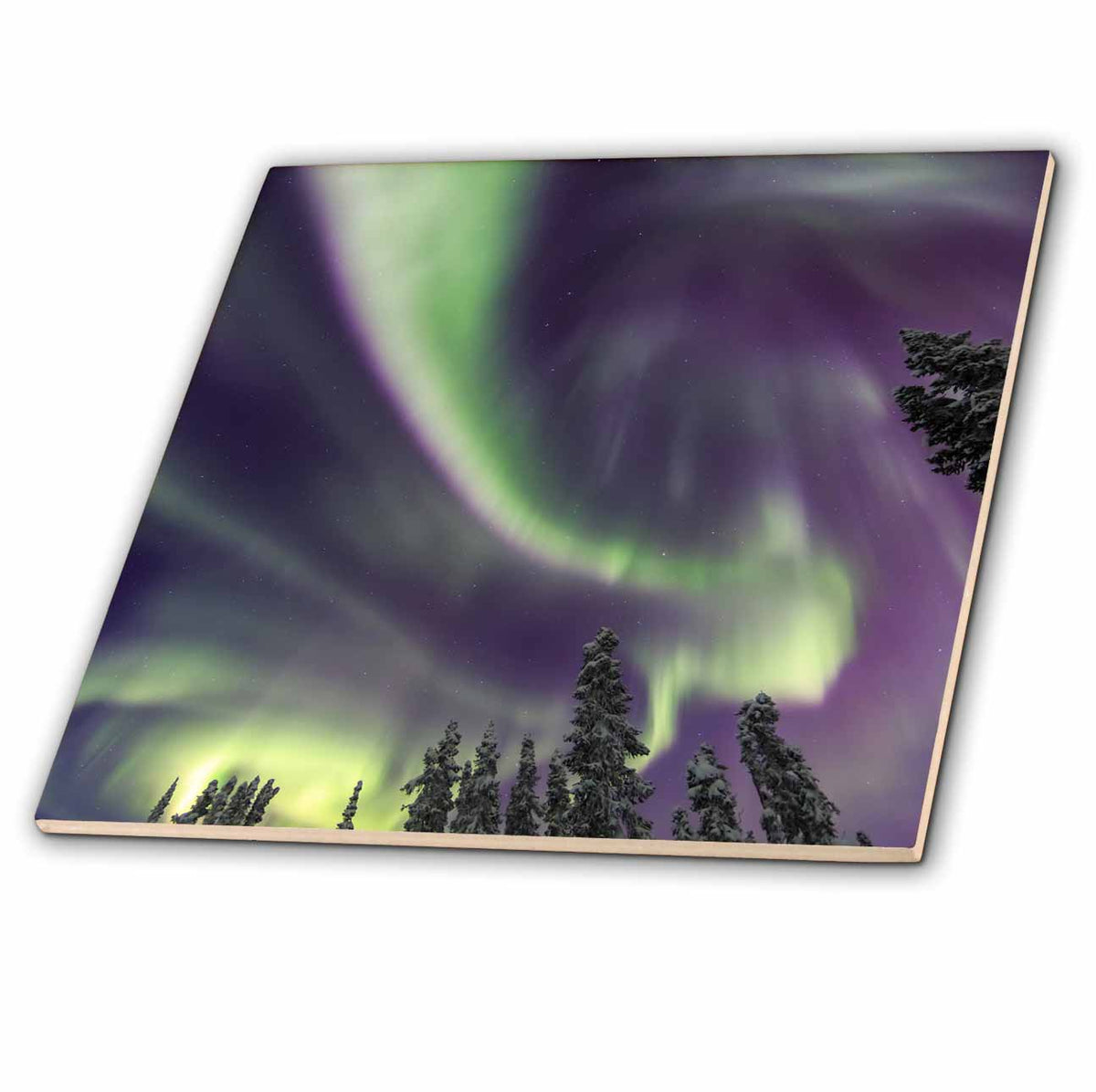 3dRose Aurora Borealis, Northern Lights, Near Fairbanks, Alaska - Tiles (ct_330985)
