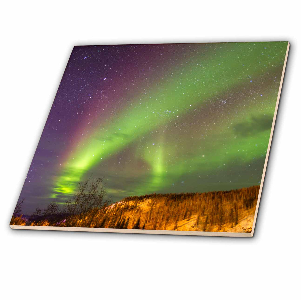 3dRose USA, Alaska, Fairbanks. Aurora Borealis Over Mountain Landscape - Tiles (ct_345808) | Tile | Wiccan Center