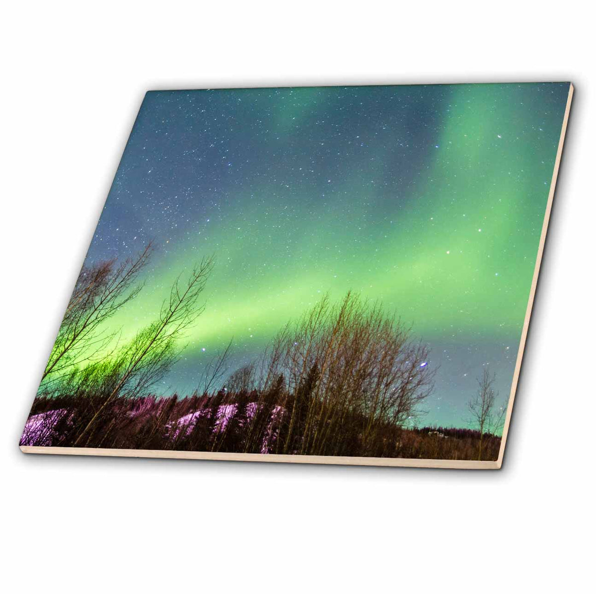 3dRose USA, Alaska, Fairbanks. Aurora Borealis Over Mountain Landscape. - Tiles (ct_345810) | Tile | Wiccan Center
