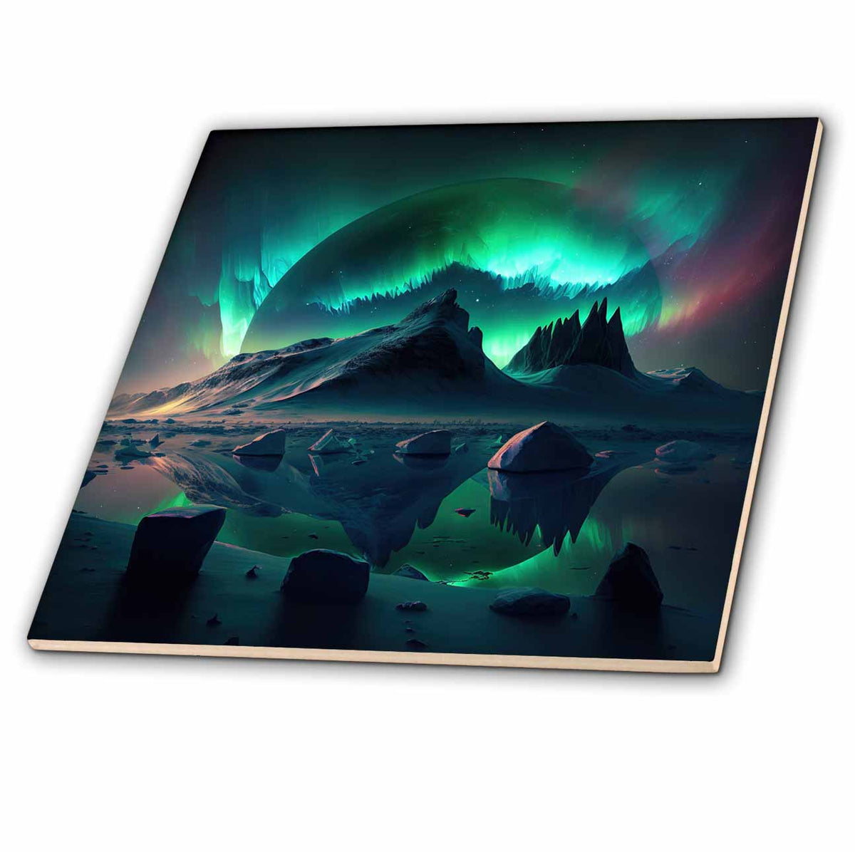 3dRose Anne Marie Baugh - Backgrounds - Aurora Borealis Night Sky - Tiles (ct-382760)