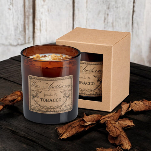 9 oz Tobacco Artisan Amber Glass Candle | Candle | Wiccan Center