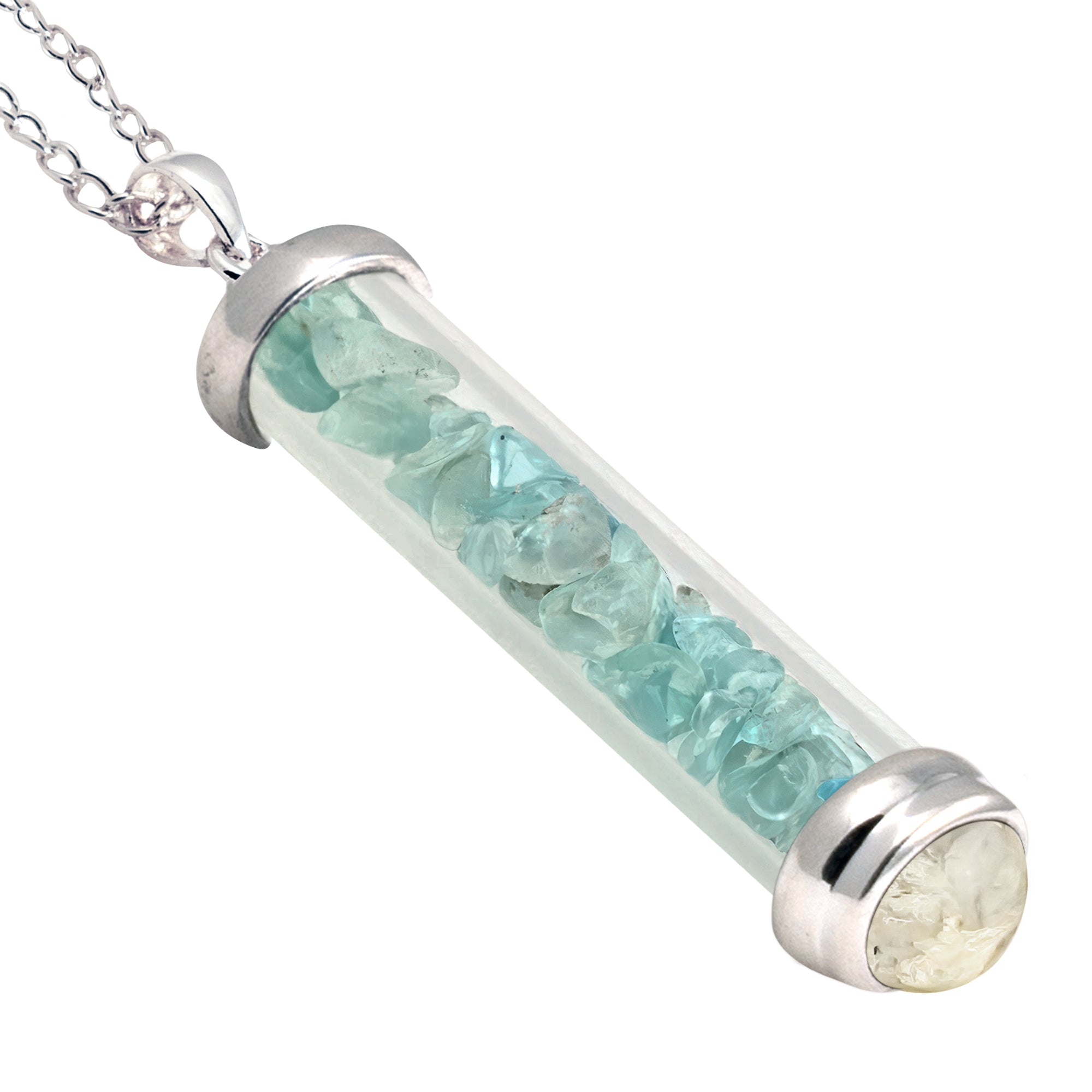 Blue Topaz Gem Power Vial Pendant for Truth | Gem Power Vials | Wiccan Center