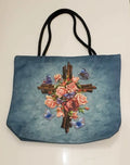 Tote Bag - Cross with Roses & Butterflies | Apparel | Wiccan Center