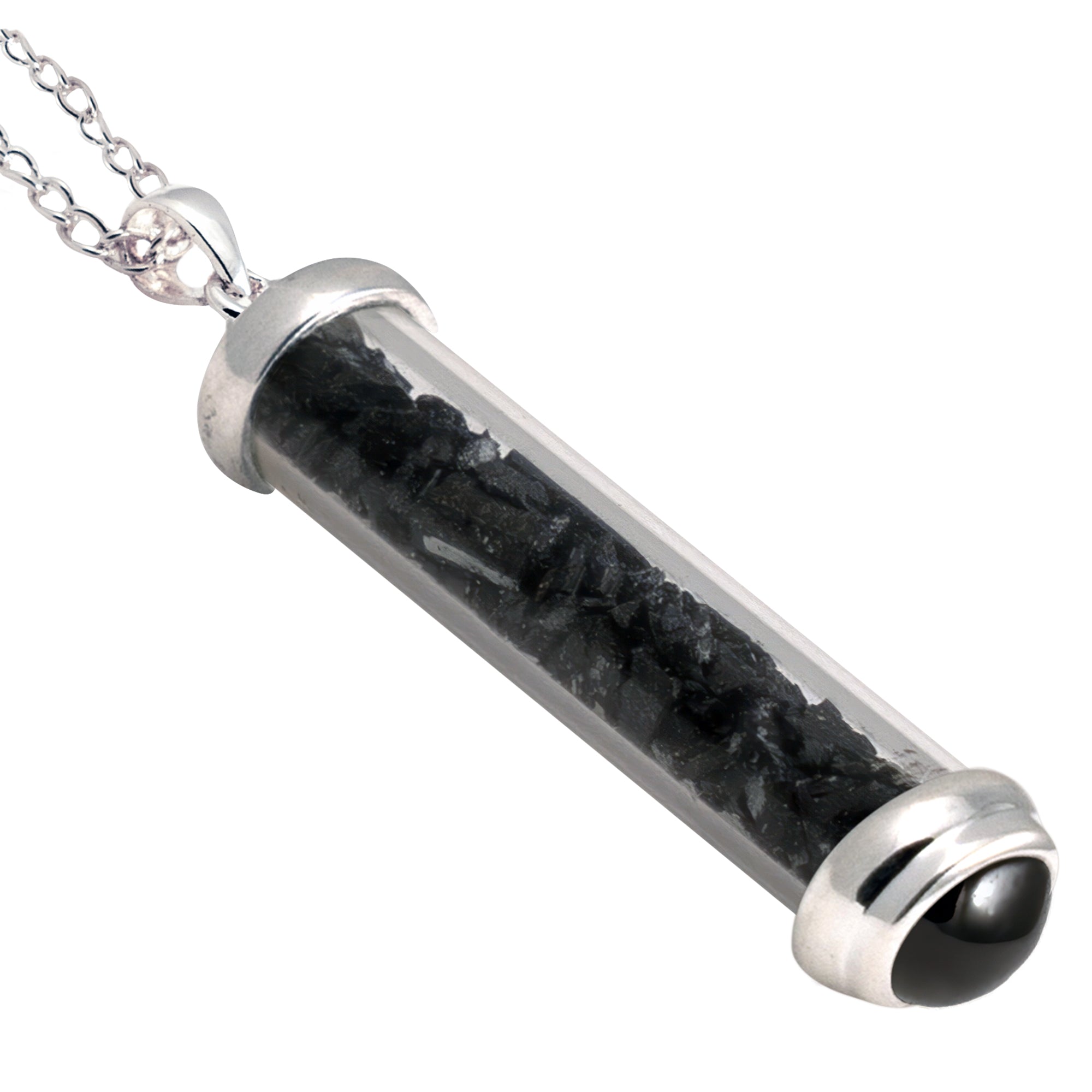 Black Tourmaline Gem Power Vial Pendant for Protection | Gem Power Vials | Wiccan Center