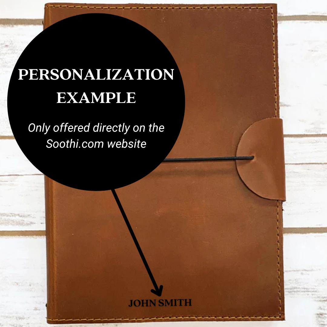 Soothi A5 Refillable Leather Traveler's Journal - Classic Design with Pockets, Pen Slot & Tree-Free Paper | Journal | Wiccan Center