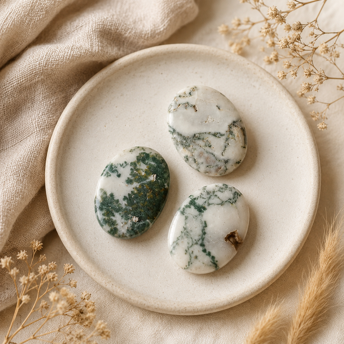 Tree Agate Pocket Stones (Trust and Self-Discipline)