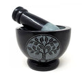 Tree of Life Carved Black Soapstone Mortar & Pestle 4" x 3" | Mortar & Pestle | Wiccan Center