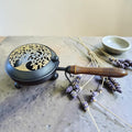 Tree of Life Metal Charcoal Burner with Wooden Handle 11"L