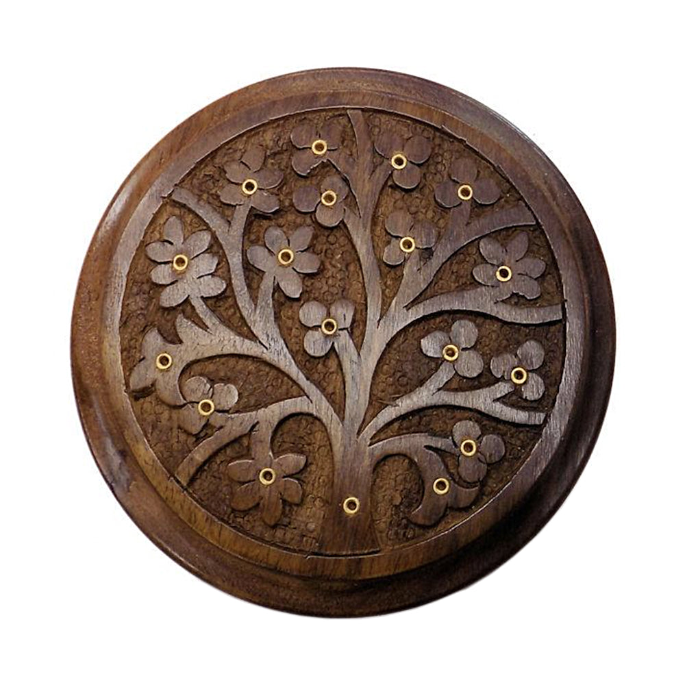 Tree of Life Carved Wood Stick Burner 5" | Incense Burner | Wiccan Center
