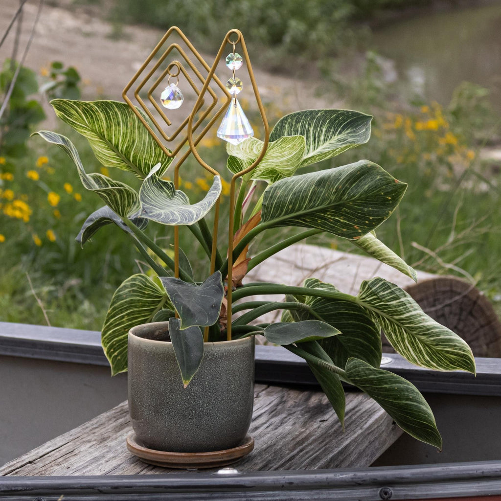 Gold Plant Trellis with Crystal | | Wiccan Center