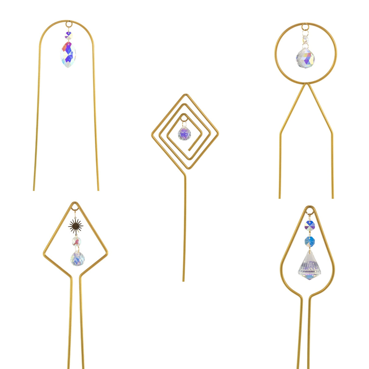 Gold Plant Trellis with Crystal | | Wiccan Center