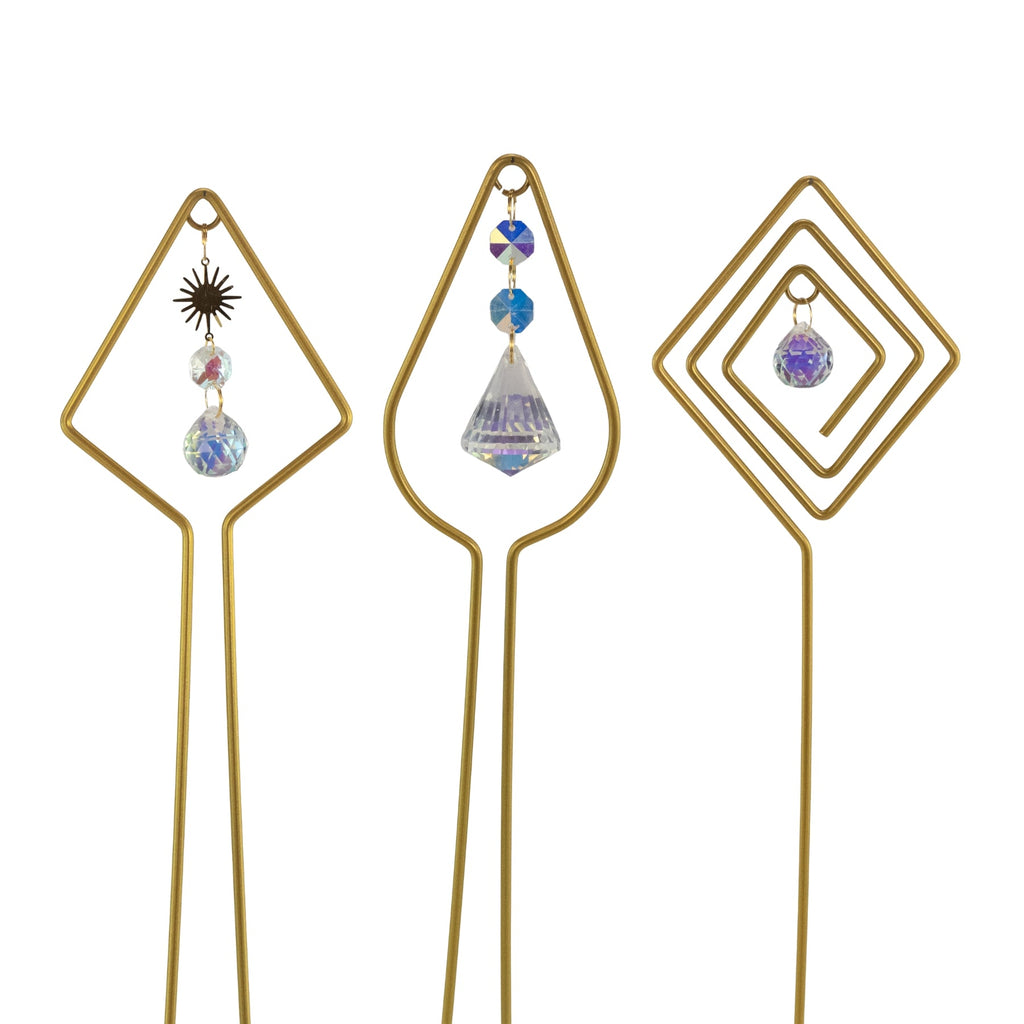 Gold Plant Trellis with Crystal | | Wiccan Center
