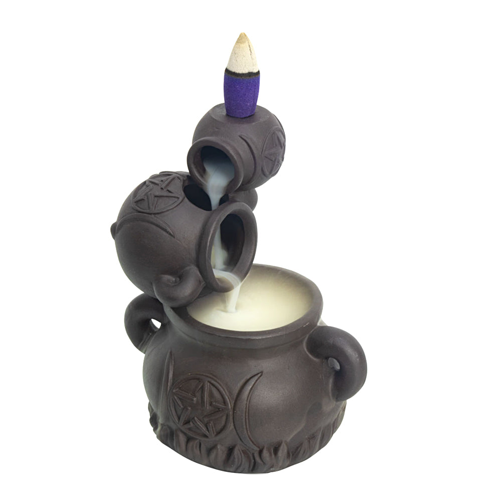 Triple Moon Pentagram Cauldron Backflow Cone Burner | Incense Burner | Wiccan Center