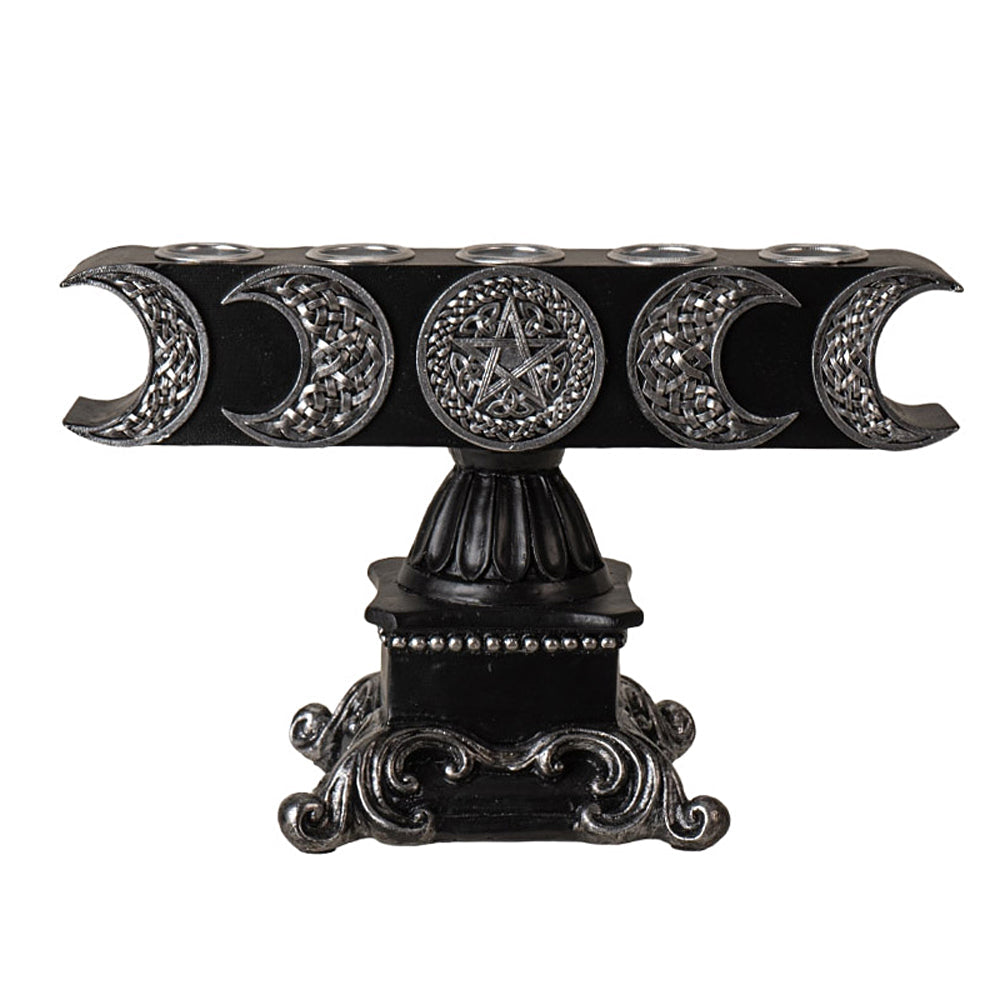 Triple Moon Pentagram 5 Candle Holder