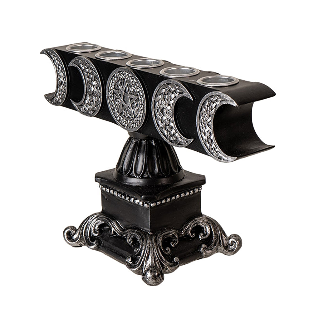 Triple Moon Pentagram 5 Candle Holder