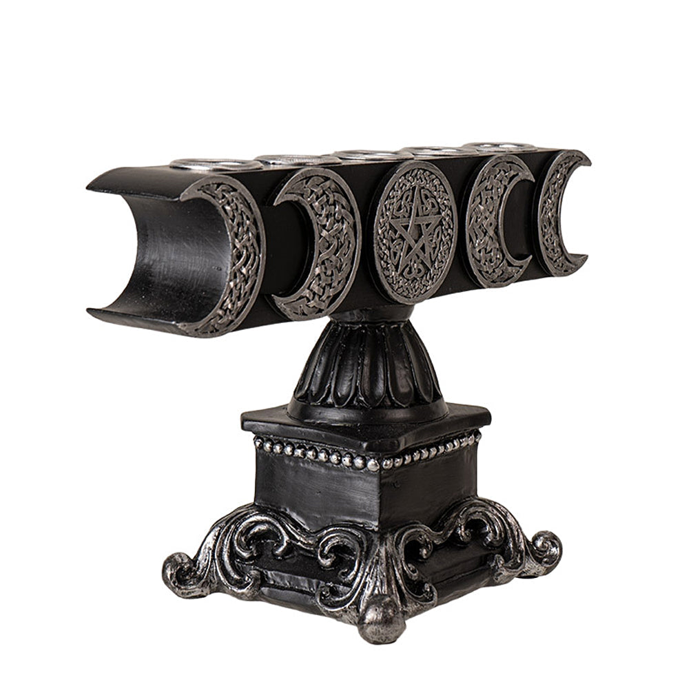 Triple Moon Pentagram 5 Candle Holder
