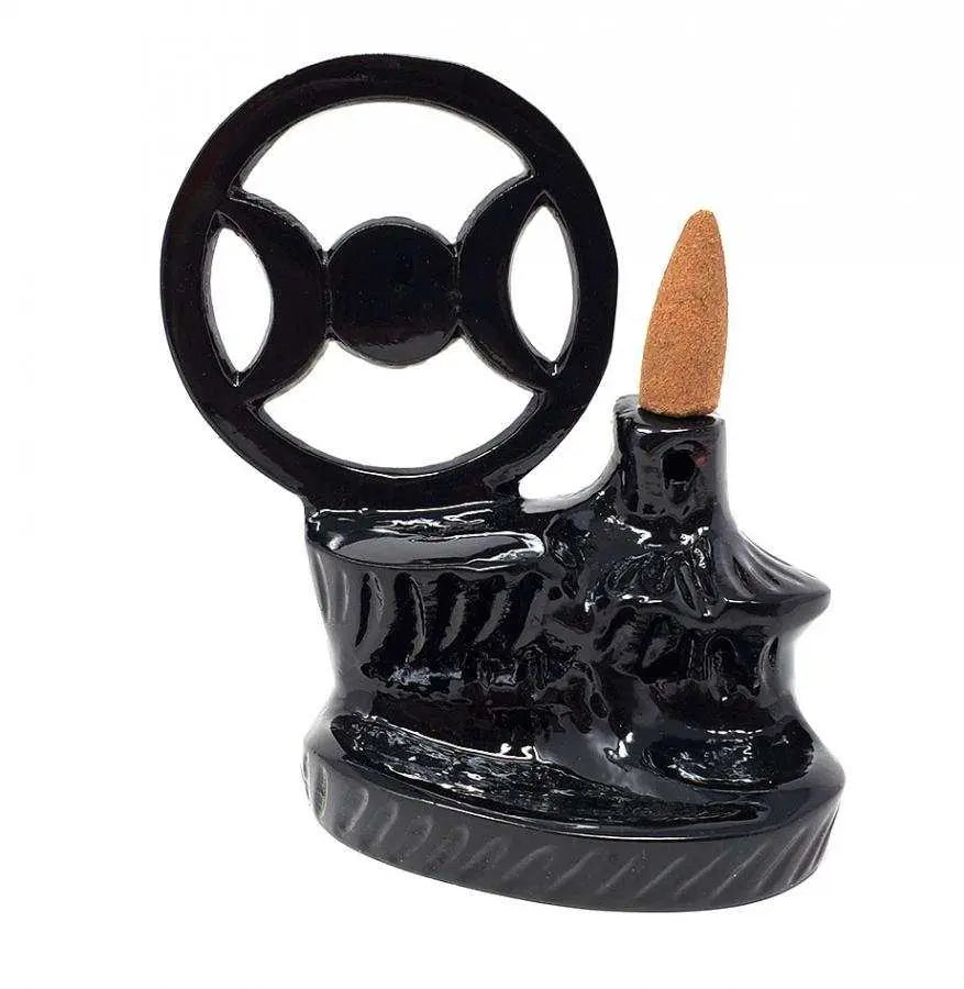 Triple Moon Backflow Waterfall Incense Burner | Incense and Burners | Wiccan Center