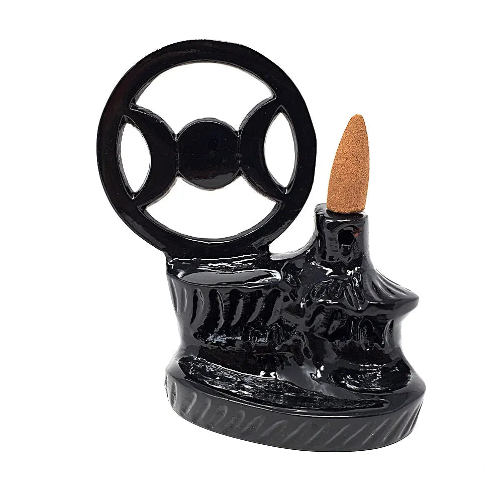 Triple Moon Backflow Cone Burner | Incense Burner | Wiccan Center