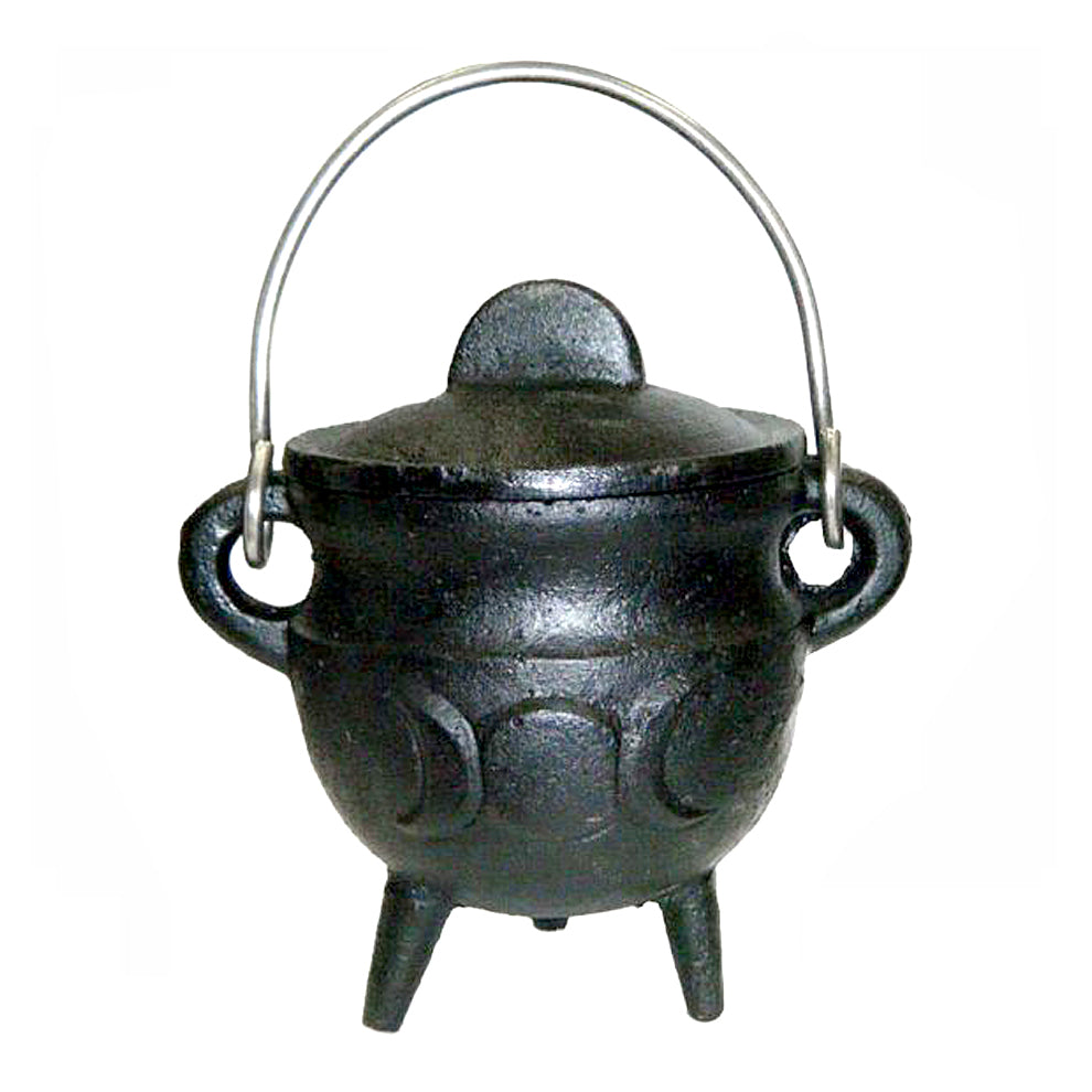 Cast Iron Cauldron - Triple Moon - 3" x 2.75" | Cauldrons | Wiccan Center