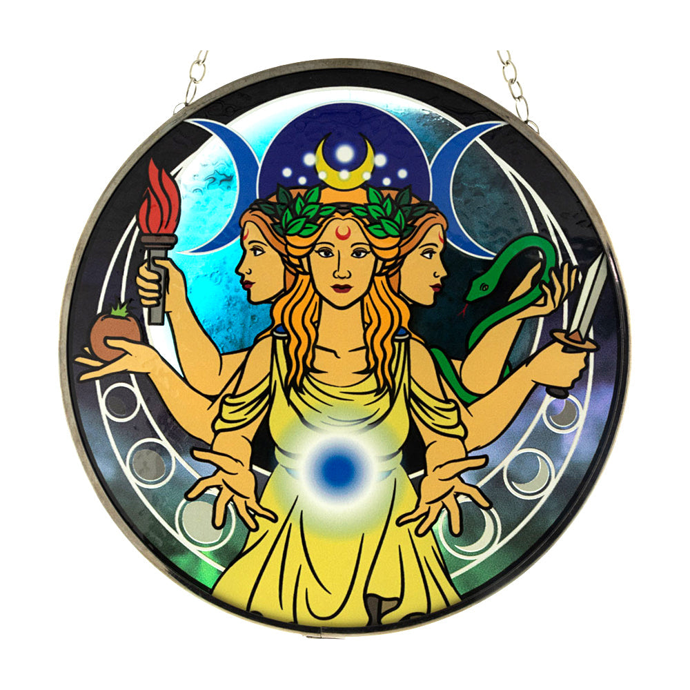 Triple Moon Goddess Glass Suncatcher | Figurine | Wiccan Center