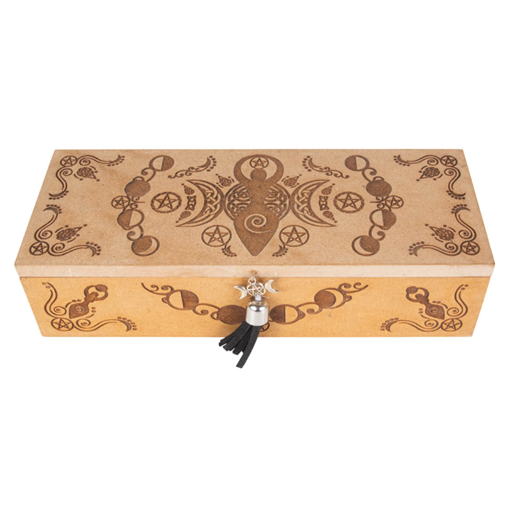 Triple Moon Goddess Laser Etched Box | jewelry box | Wiccan Center