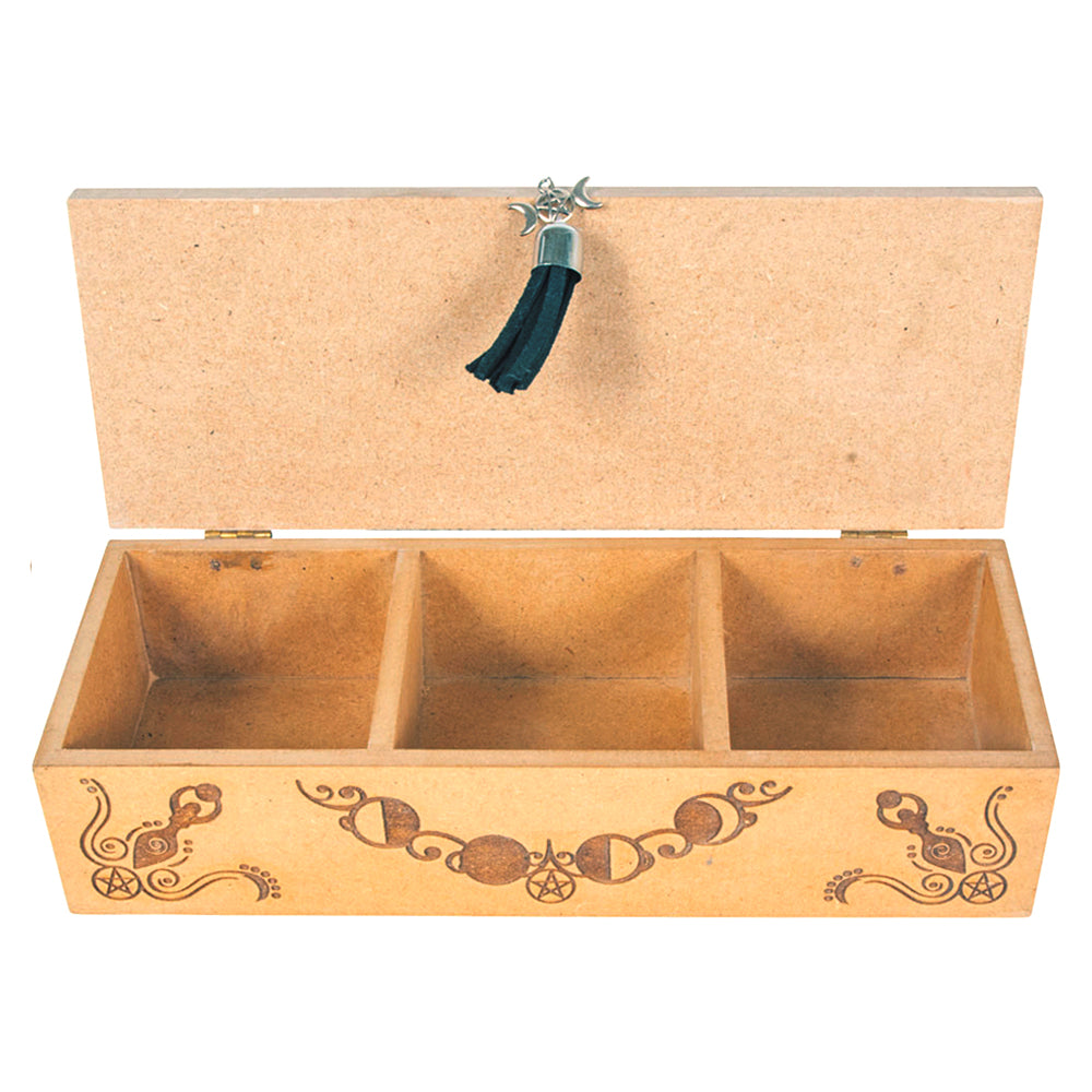 Triple Moon Goddess Laser Etched Box | jewelry box | Wiccan Center