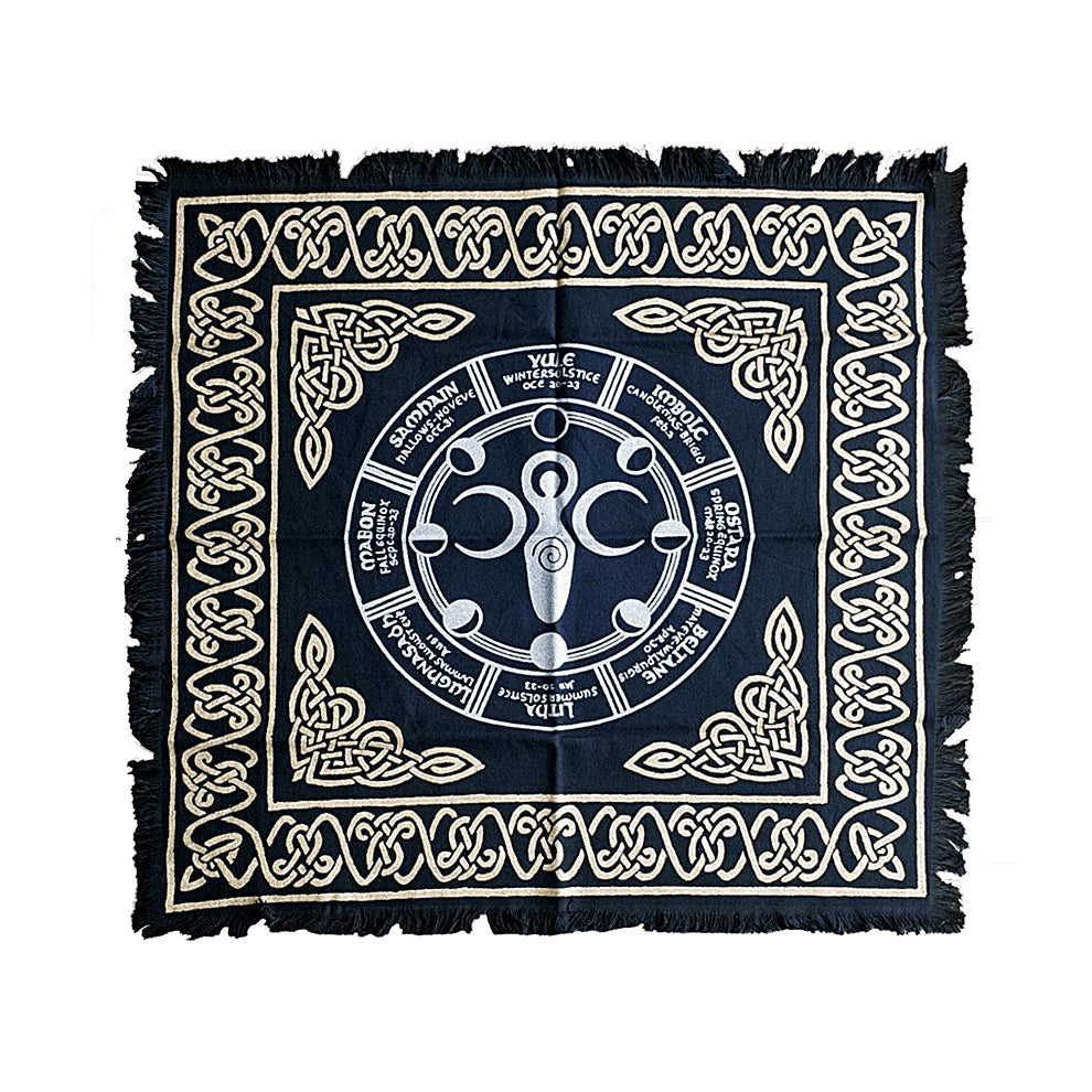 Goddess with Moon Phase & Wicca Calendar Altar Cloth 24" x 24" | Altar Cloth | Wiccan Center
