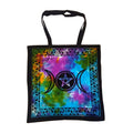 Triple Moon Pentacle Tote Bag 18x18" (Tie Dye/Black) | Tote | Wiccan Center