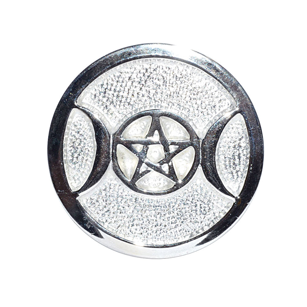 Triple Moon Silver Plated Altar Tile | Figurine | Wiccan Center