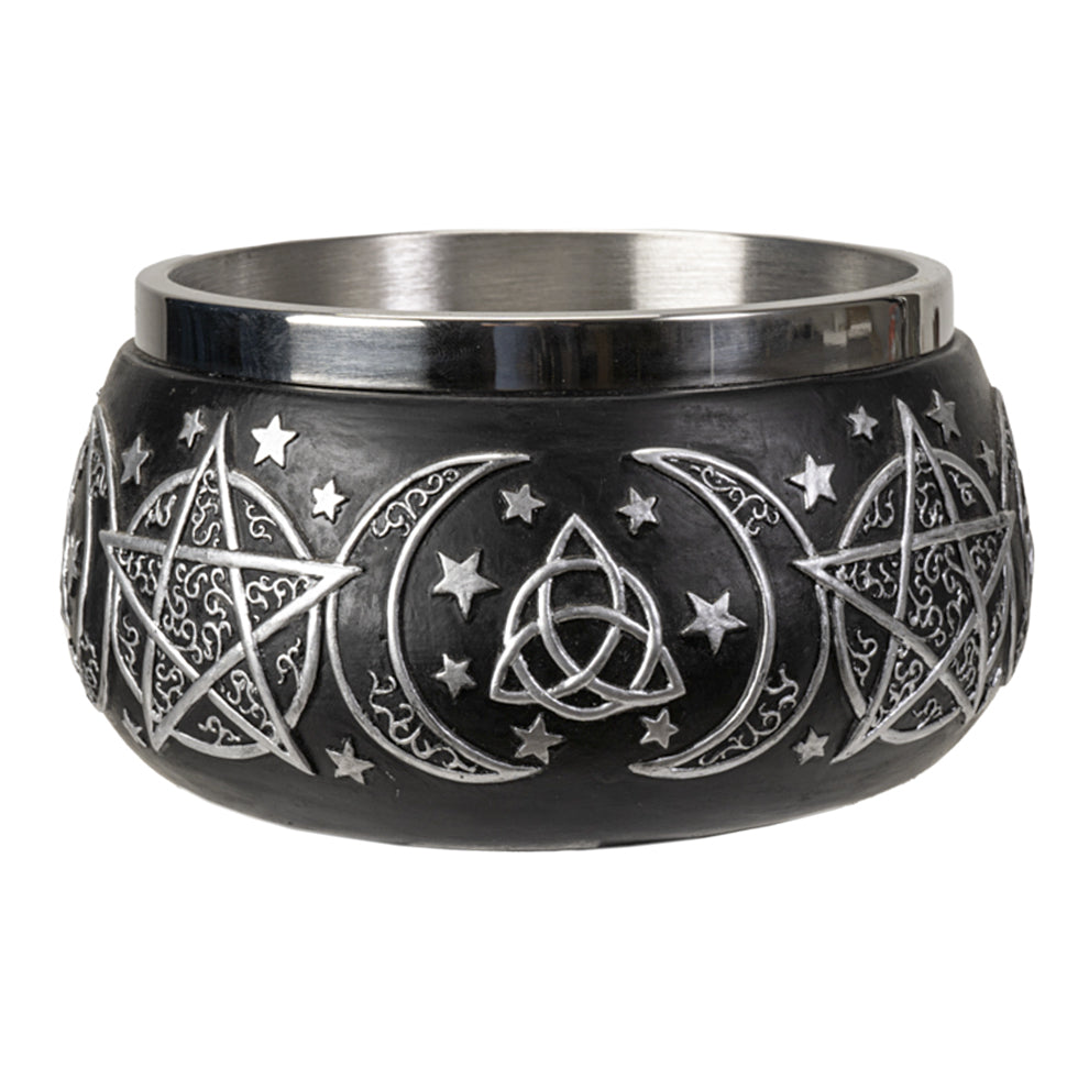 Triple Moon Pentagram Smudge Bowl | Cauldrons | Wiccan Center