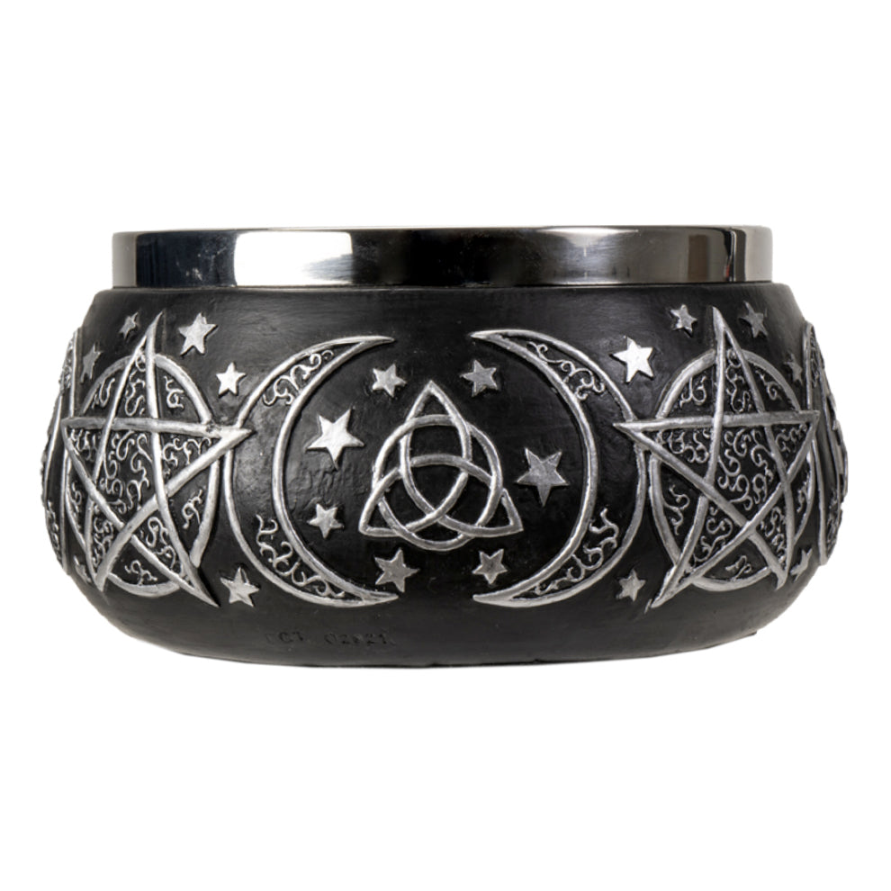 Triple Moon Pentagram Smudge Bowl | Cauldrons | Wiccan Center