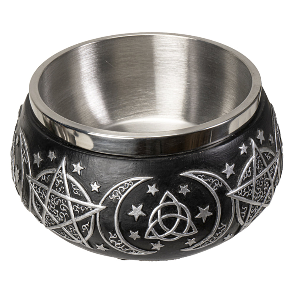 Triple Moon Pentagram Smudge Bowl | Cauldrons | Wiccan Center