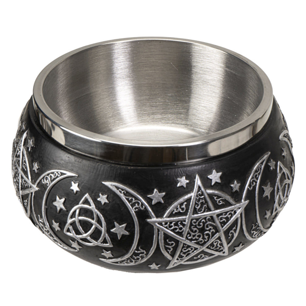 Triple Moon Pentagram Smudge Bowl | Cauldrons | Wiccan Center