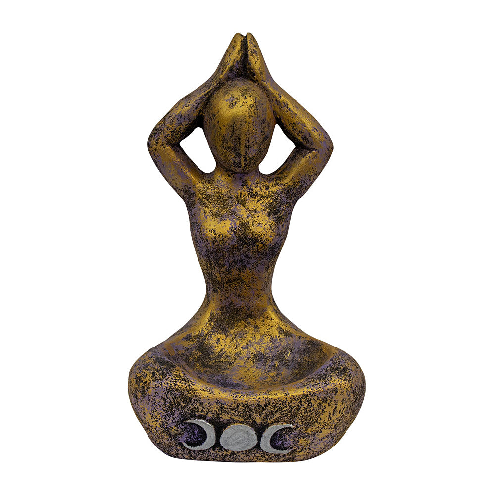 Volcanic Stone Statue - Triple Moon Yoga Goddess | Statue | Wiccan Center