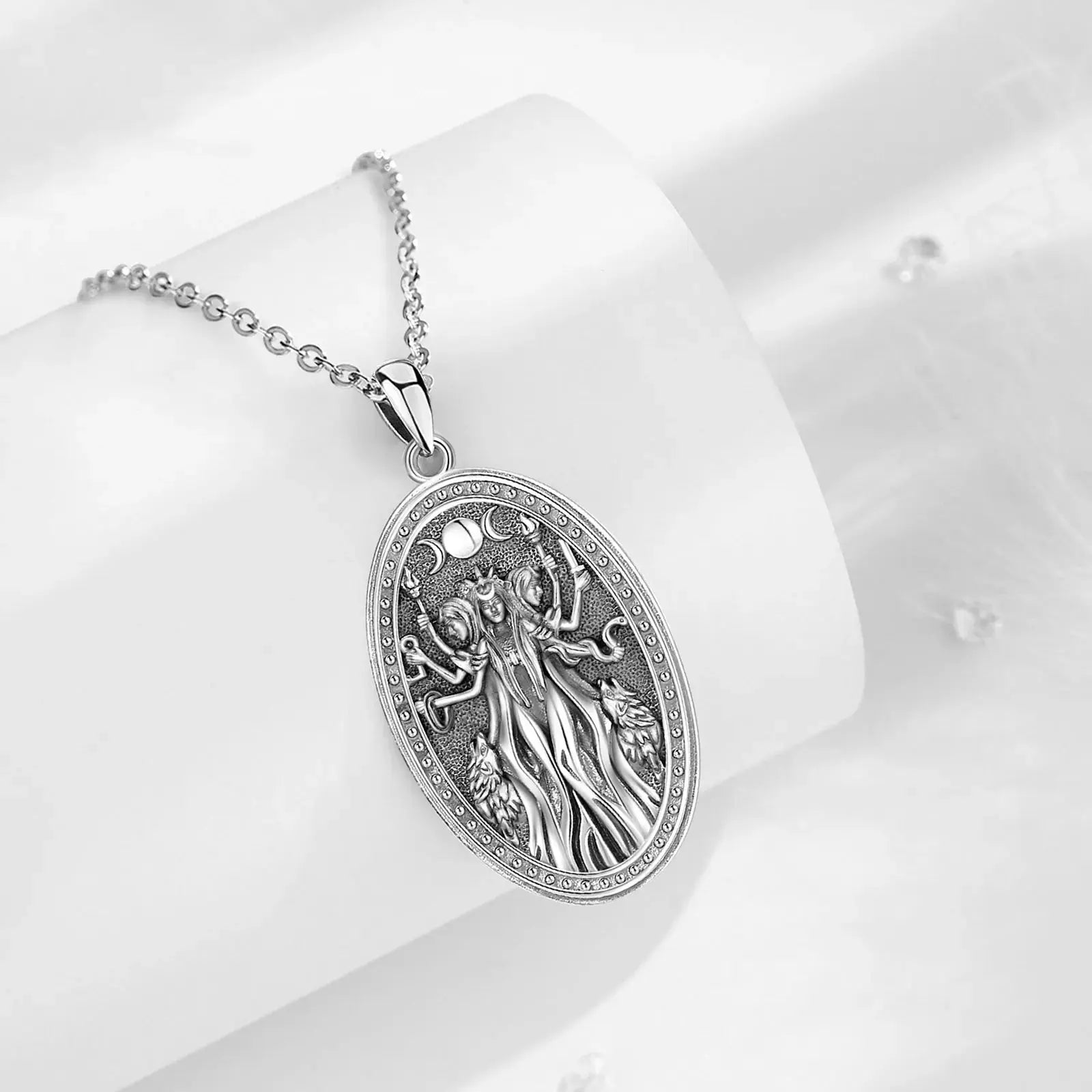 Triple Moon Goddess Sterling Silver Necklace | 925 sterling silver | Wiccan Center
