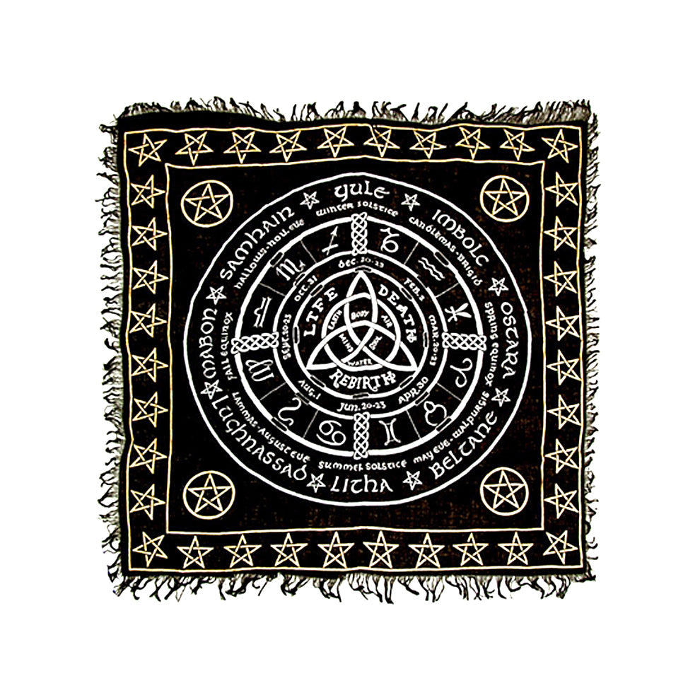 Triquetra Pentacle in Gold & Silver Altar Cloth 36" x 36" | Altar Cloth | Wiccan Center