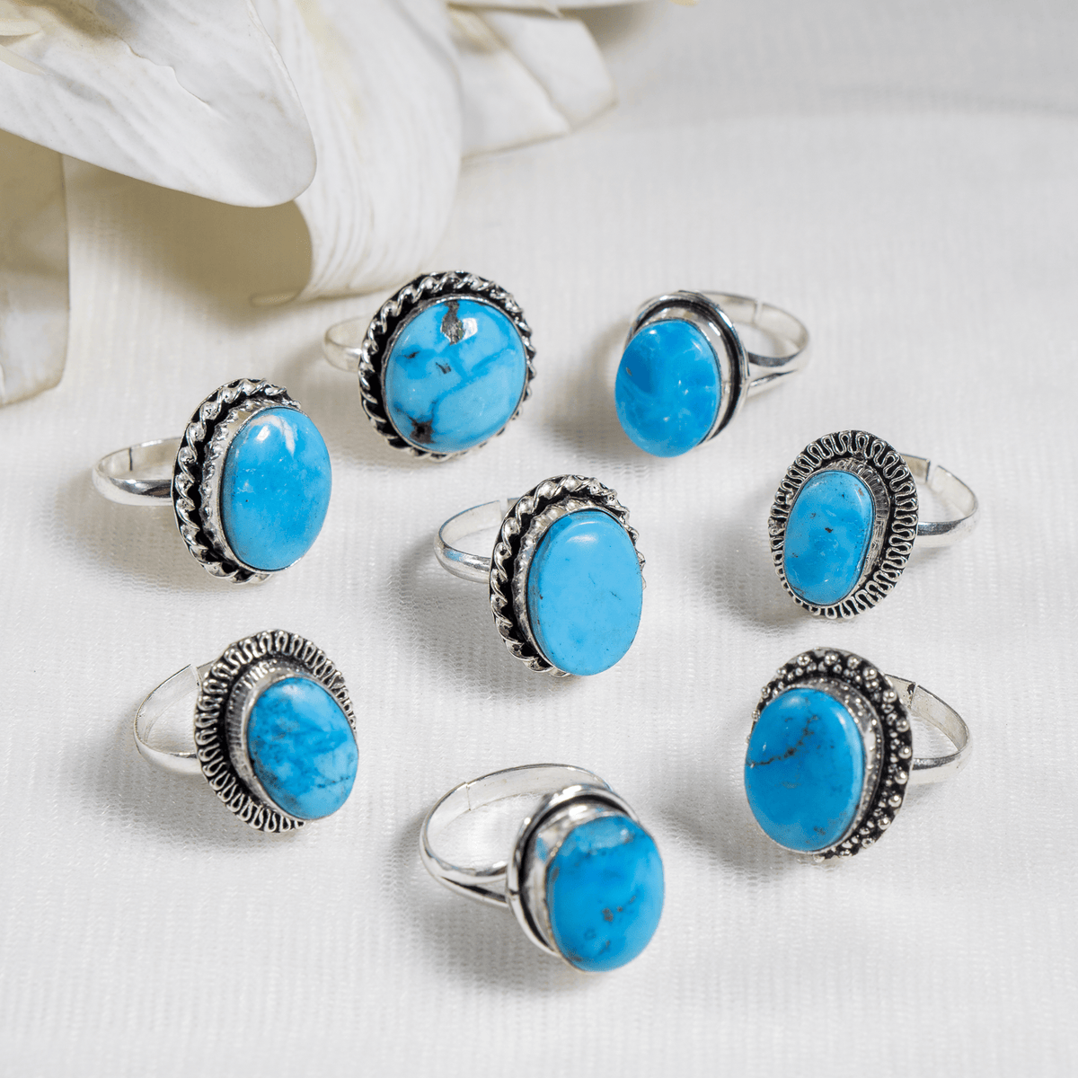 Turquoise Howlite rings – Gemstone rings Natural Crystal Healing Jewelry Collection