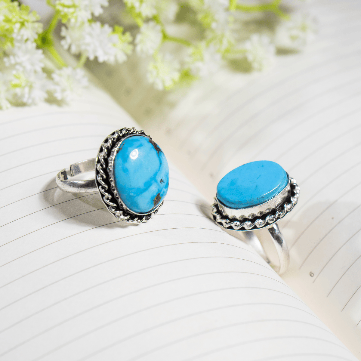 Turquoise Howlite rings – Gemstone rings Natural Crystal Healing Jewelry Collection
