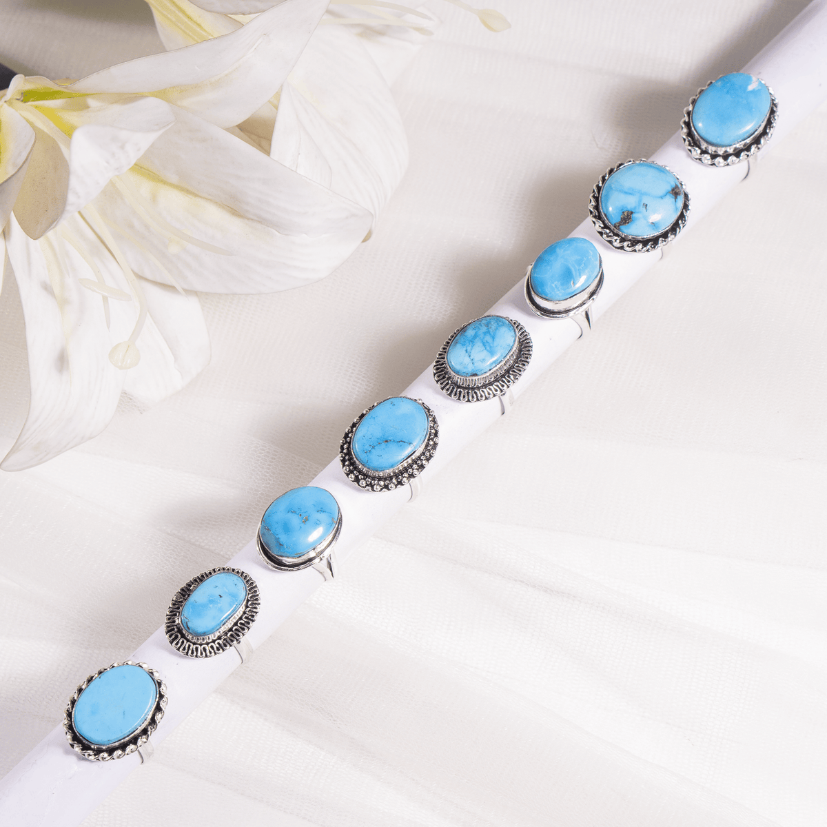 Turquoise Howlite rings – Gemstone rings Natural Crystal Healing Jewelry Collection